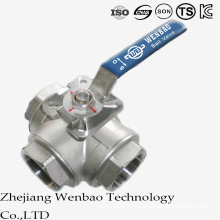 Three Way Reduced Port Medium Temperture Ball Valve with Handle